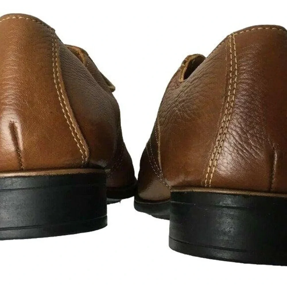 Sandro‎ Plain Toe Leather Oxford Shoes Mens 8.5 D Cognac Brown 5 Eyelet Comfort
